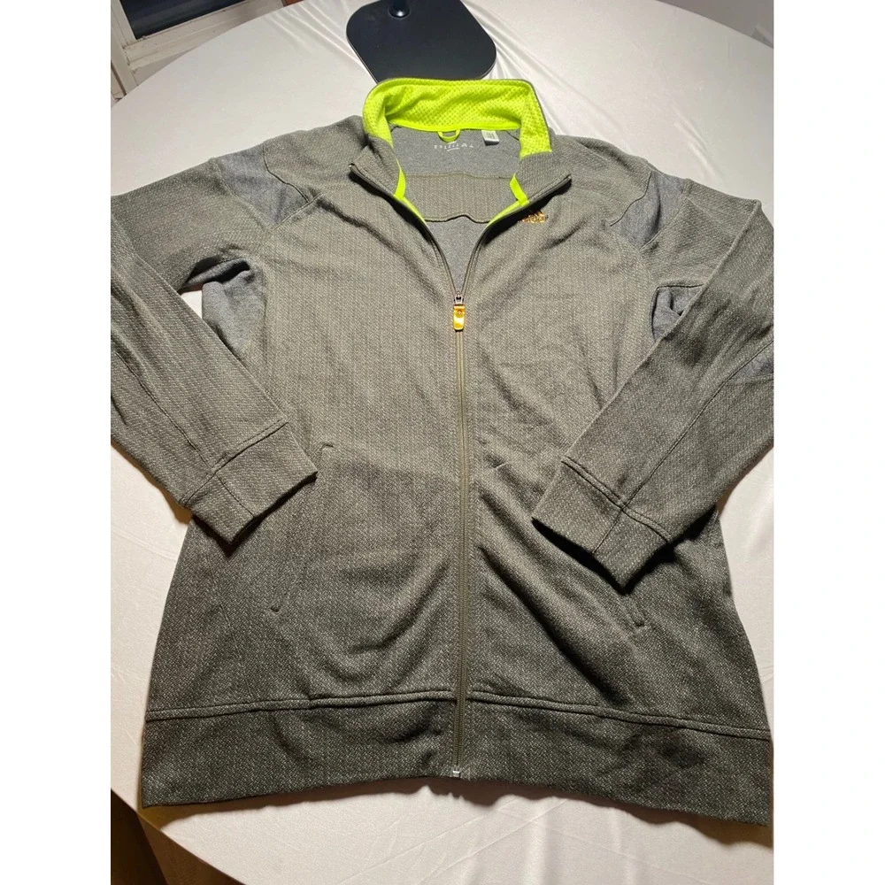 Adidas Mens Full Zip Track Jacket Olive Green Neon Yellow F86336 XL